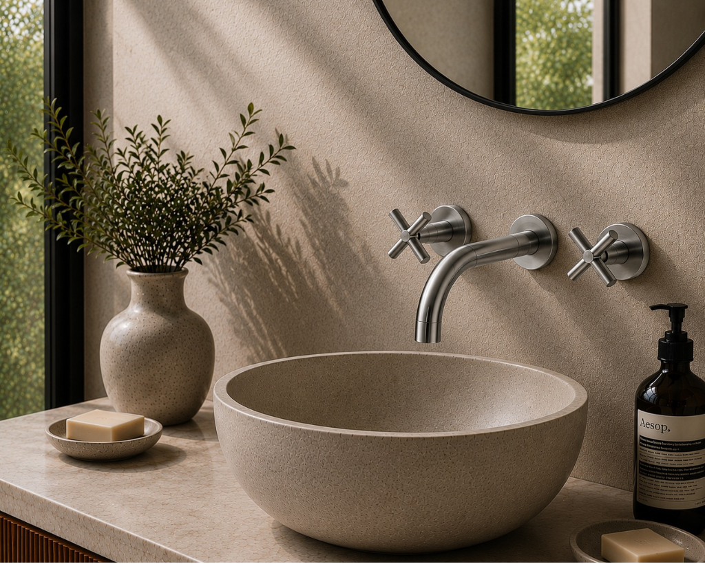 Robinet Mural de Salle de Bain 3 Trous en Laiton
