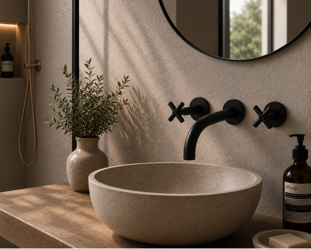 Robinet Mural de Salle de Bain 3 Trous en Laiton