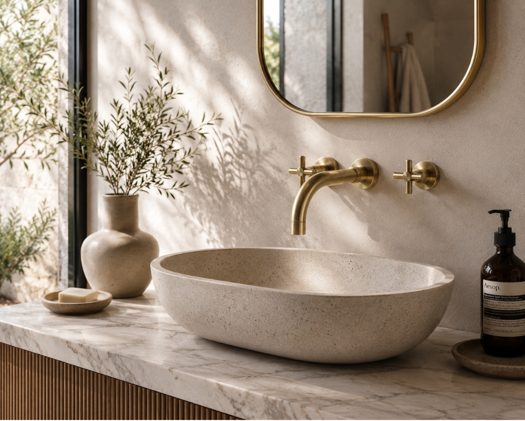 Robinet Mural de Salle de Bain 3 Trous en Laiton