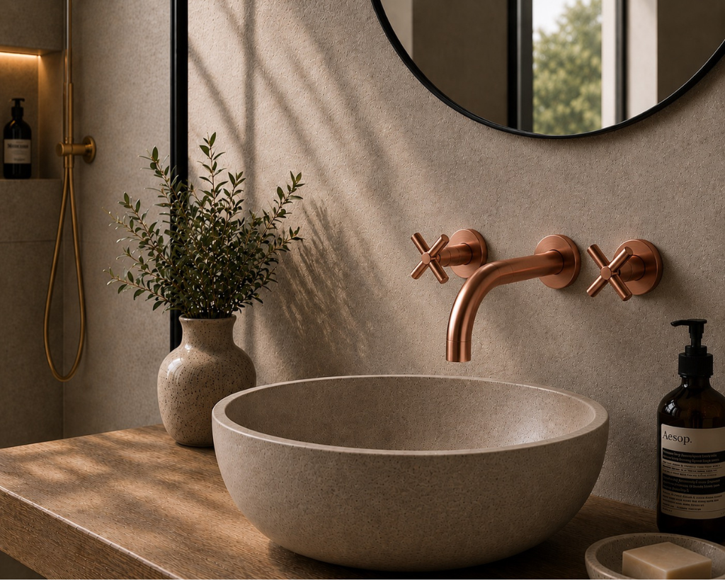 Robinet Mural de Salle de Bain 3 Trous en Laiton