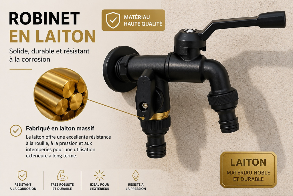 Caractéristiques du robinet distributeur d'eau en laiton Robin'Home