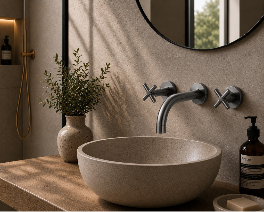 Robinet Mural de Salle de Bain 3 Trous en Laiton