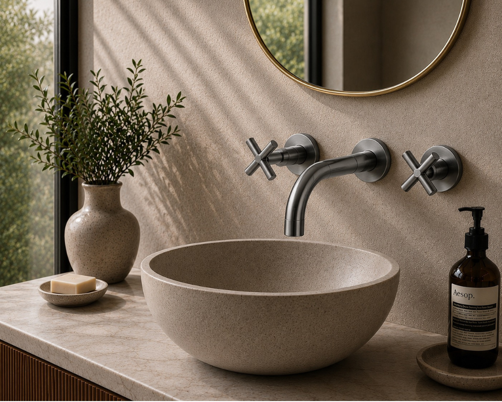 Robinet Mural de Salle de Bain 3 Trous en Laiton