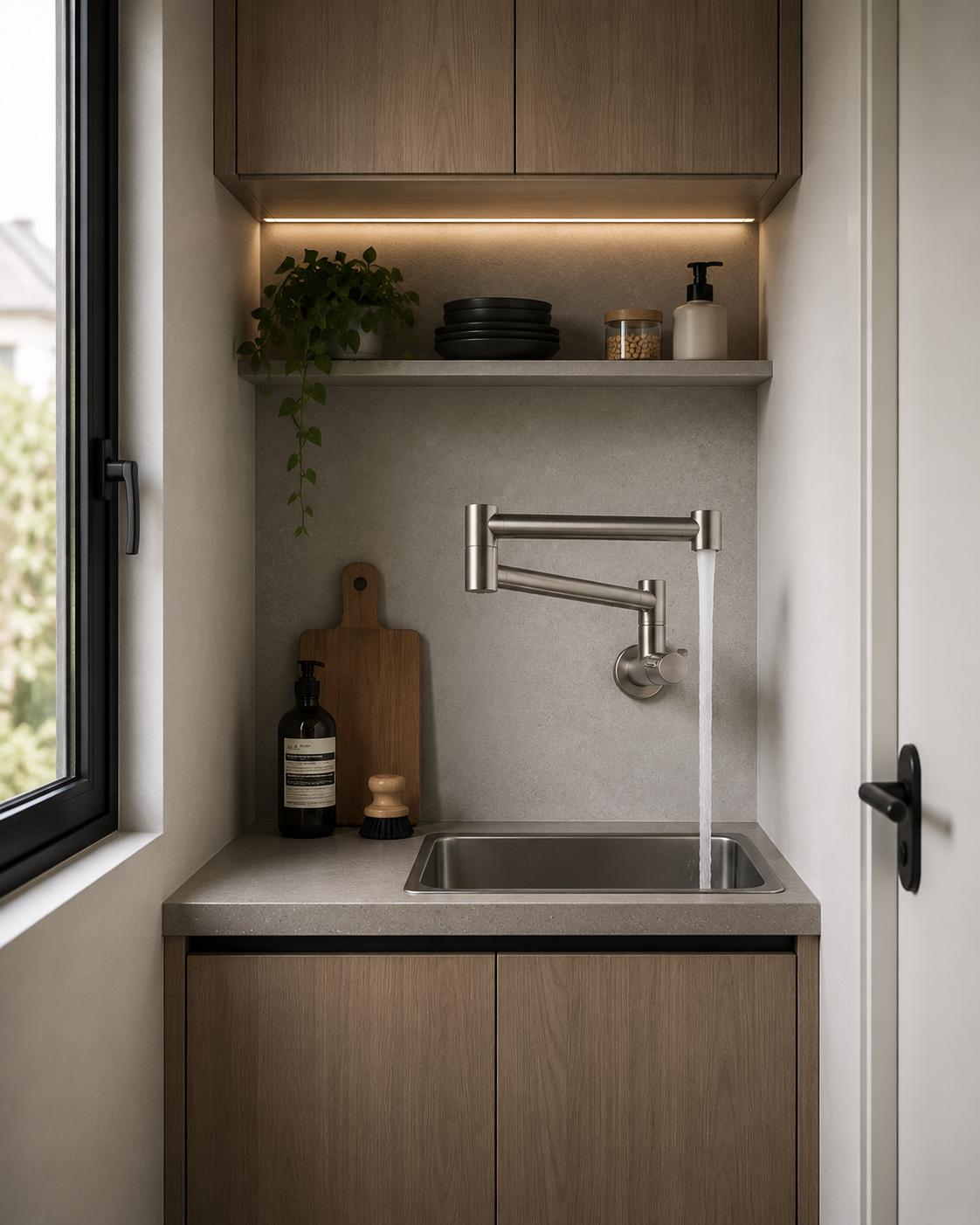 Robinet de Cuisine Mural Pliable en Acier Inoxydable