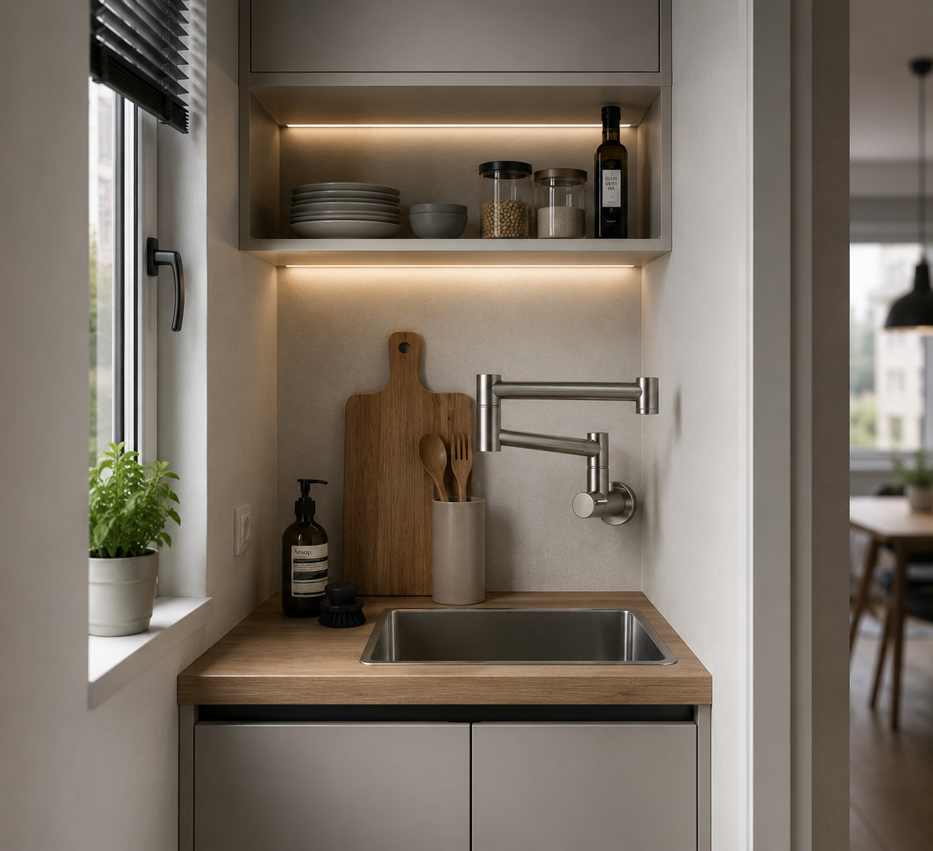 Robinet de Cuisine Mural Pliable en Acier Inoxydable