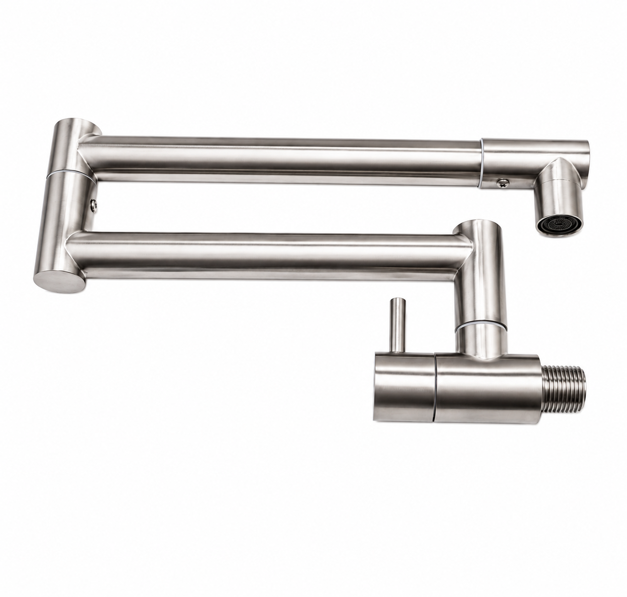 Robinet de cuisine mural pliable en inox, finition argent, Robin'Home
