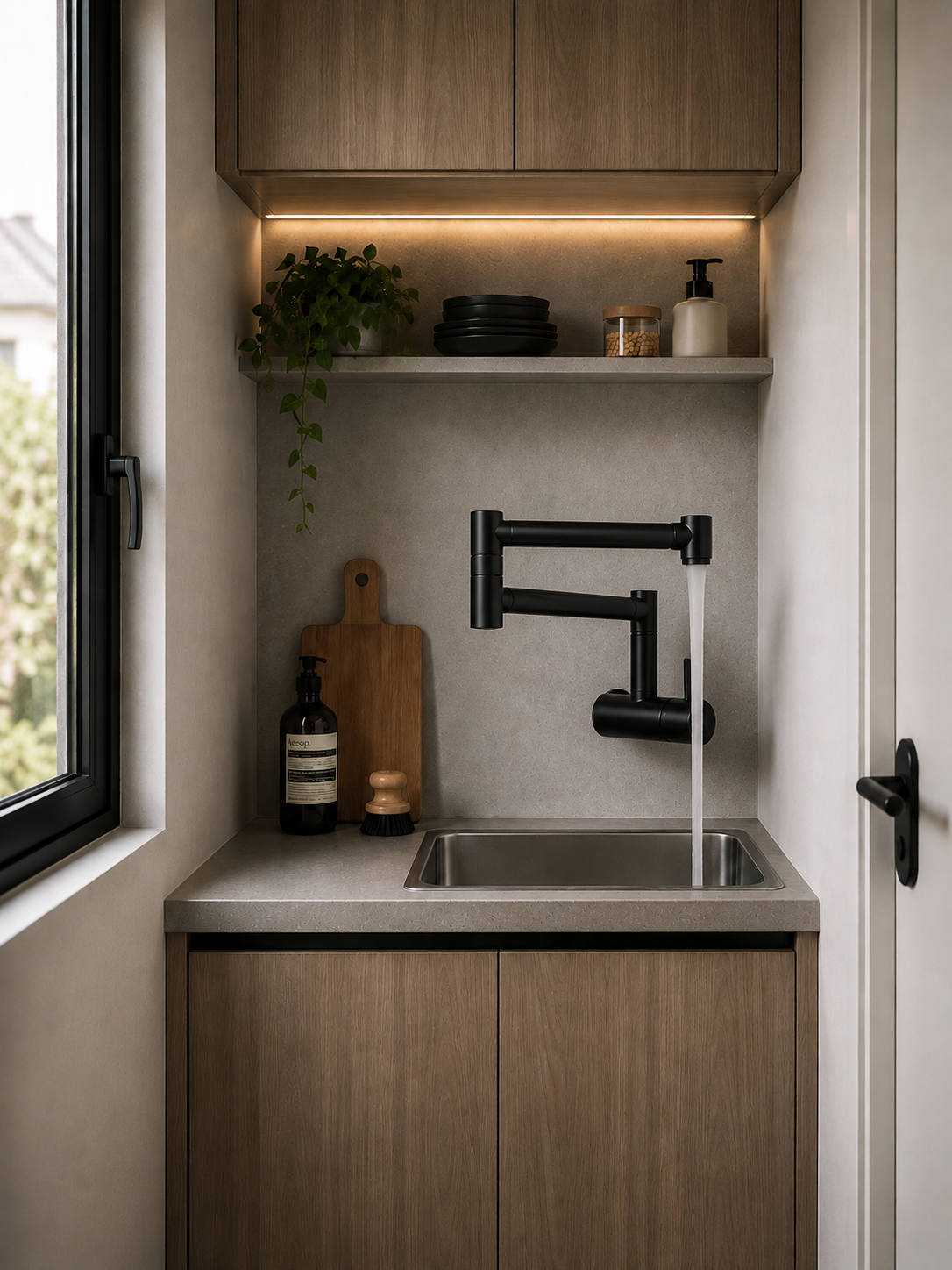 Robinet de Cuisine Mural Pliable en Acier Inoxydable