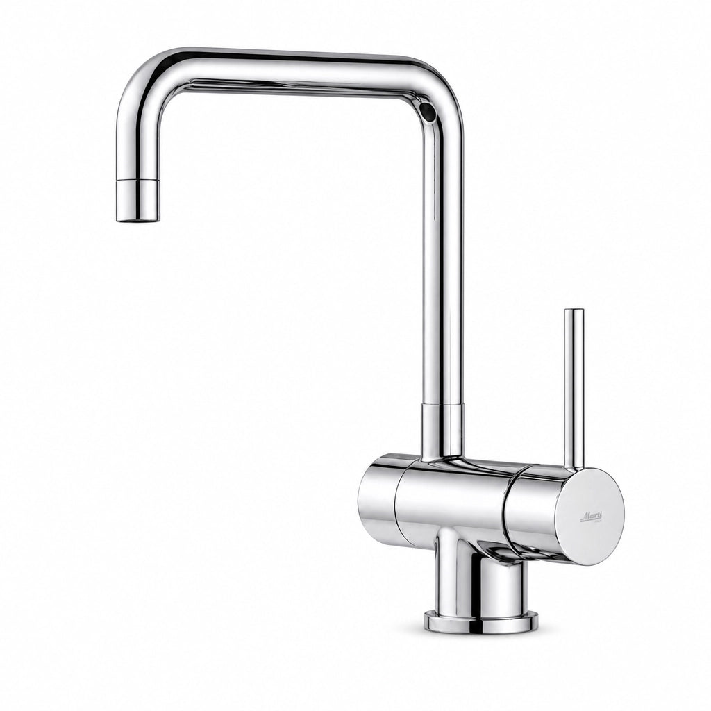 Robinet de cuisine col de cygne en acier inoxydable, finition chrome, Robin'Home