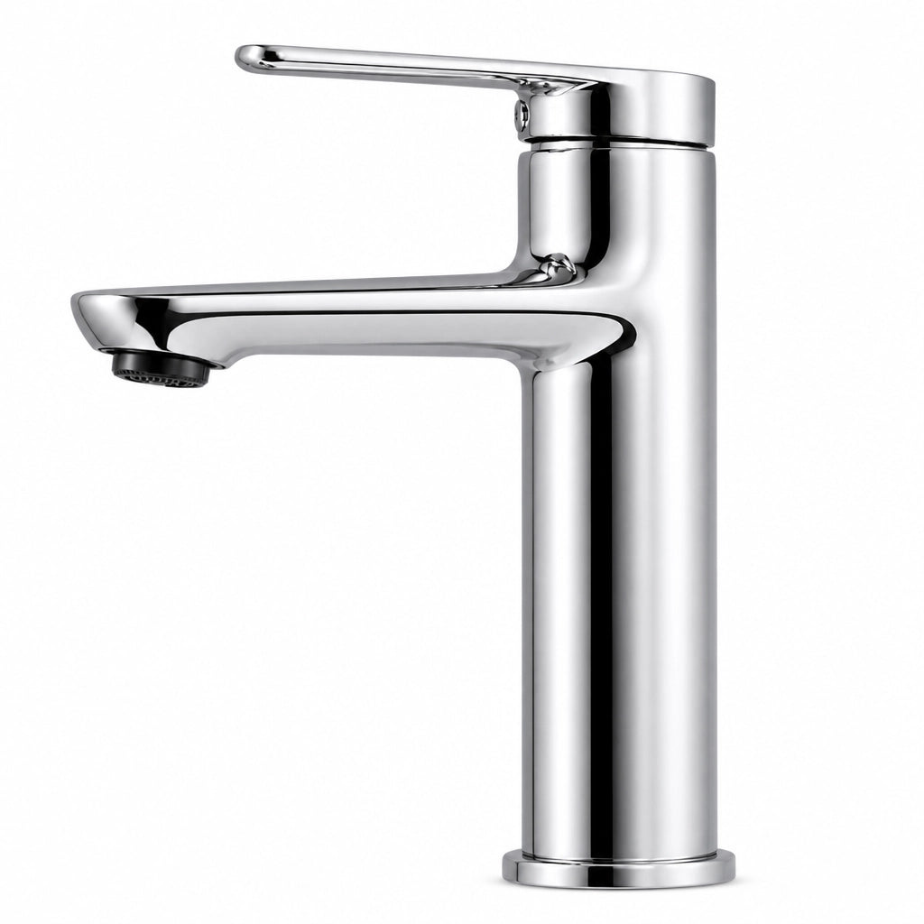 Robinet mitigeur salle de bain design droit monotrou, finition chrome, Robin'Home