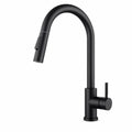 Robinet de cuisine col de cygne, douchette extractible, finition noire, Robin'Home