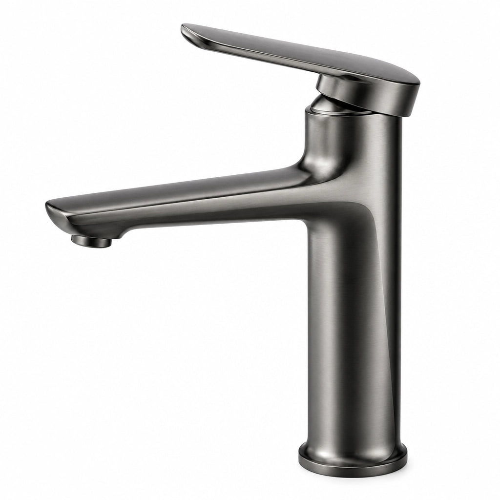 Robinet mitigeur salle de bain design droit monotrou, finition gris anthracite, Robin'Home