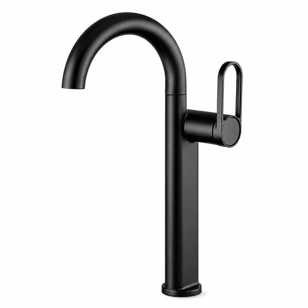 Robinet de salle de bain design col de cygne, finition noire, Robin'Home