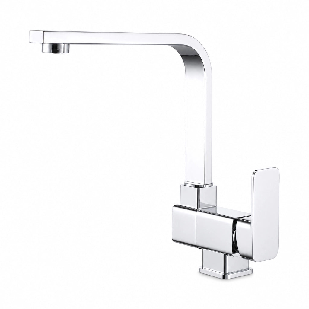 Robinet de cuisine design en laiton massif, finition chrome, Robin'Home