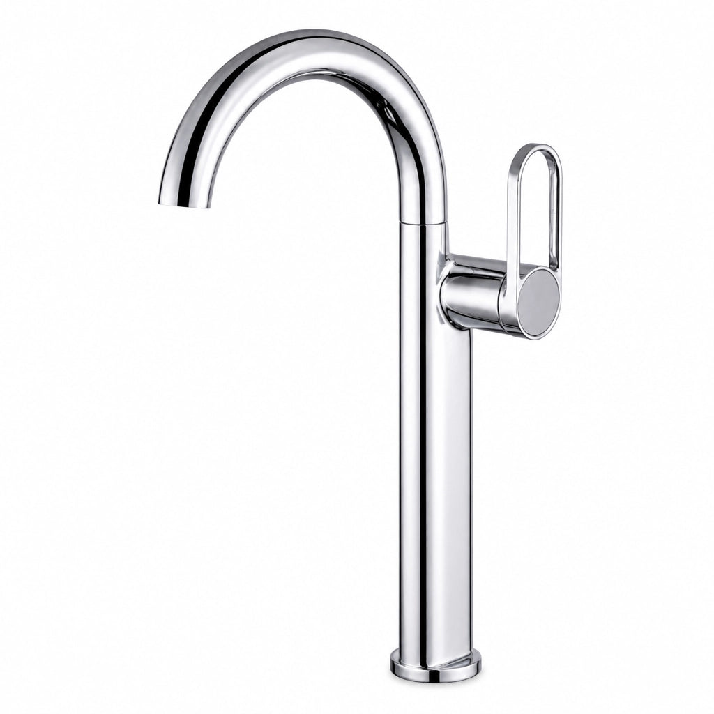 Robinet de salle de bain design col de cygne, finition chrome, Robin'Home