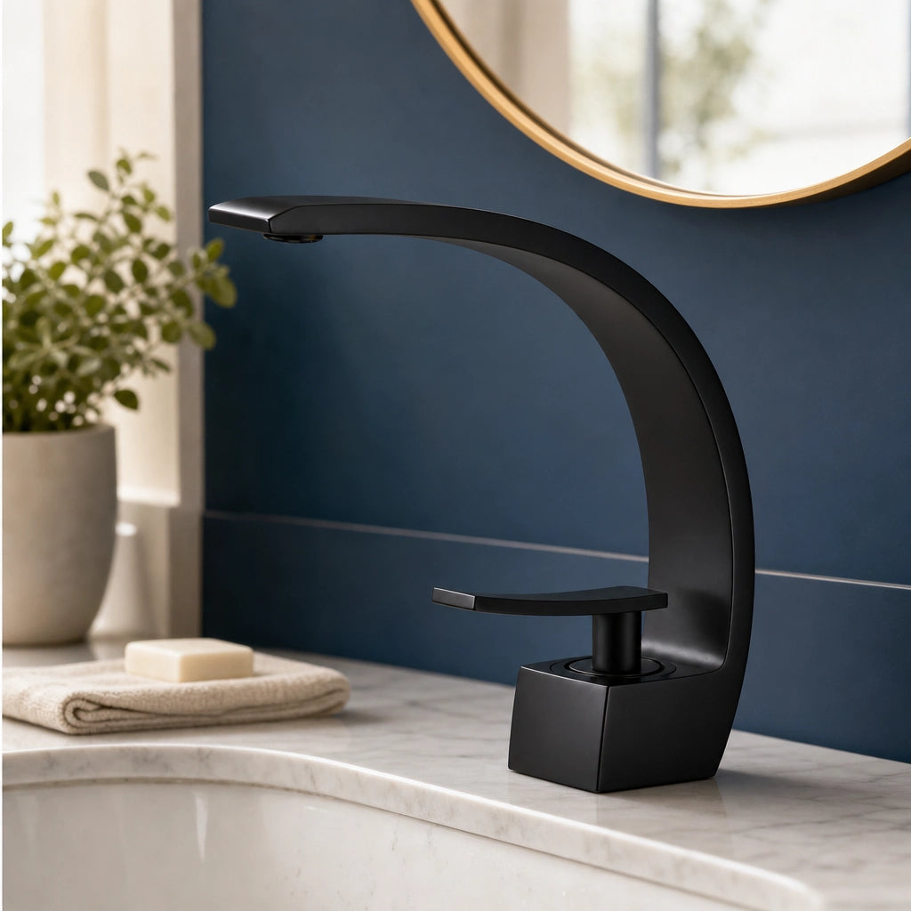 Robinet mitigeur salle de bain design courbé