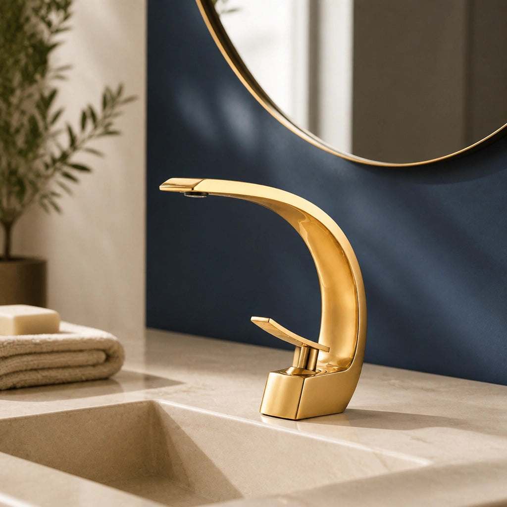 Robinet mitigeur salle de bain design courbé