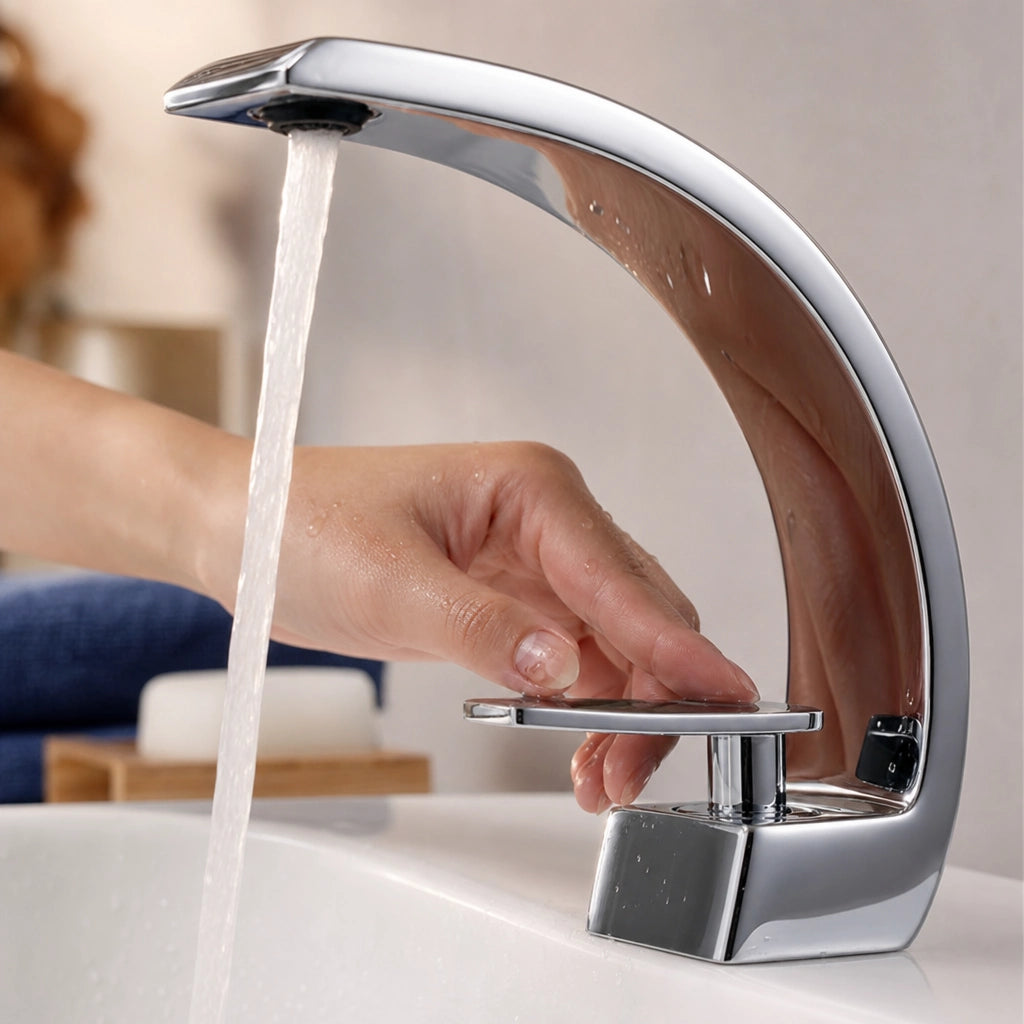 Robinet mitigeur salle de bain design courbé