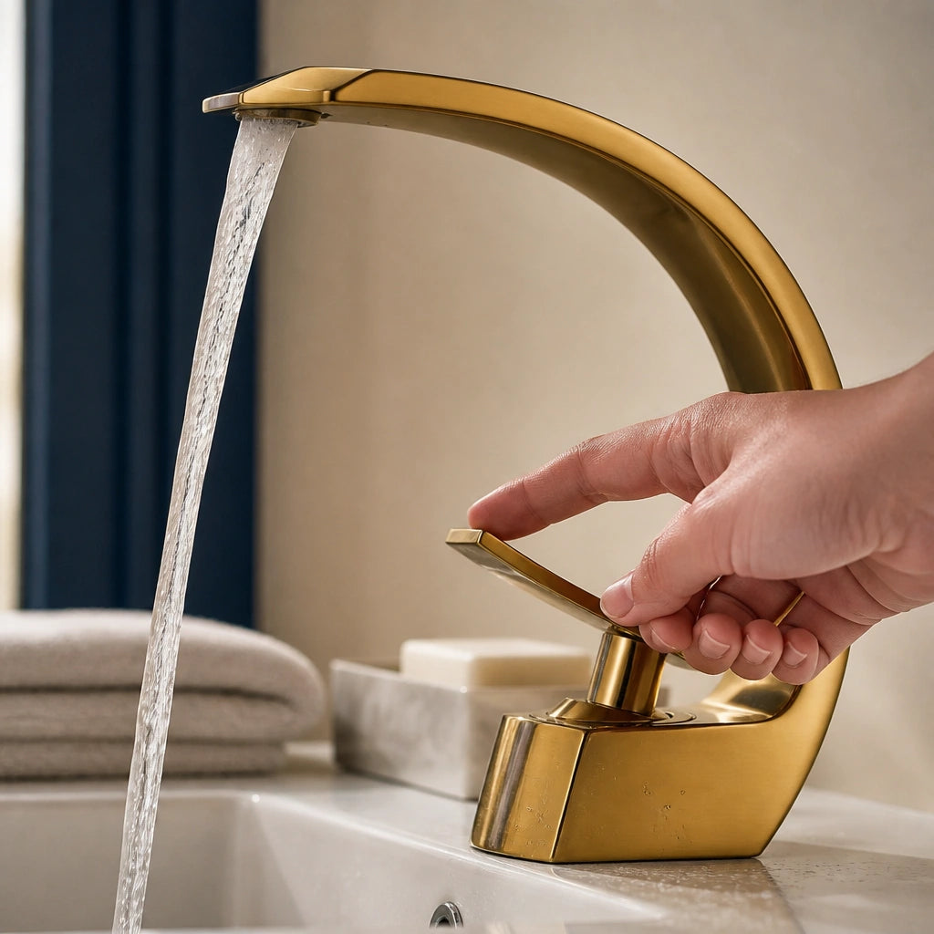 Robinet mitigeur salle de bain design courbé