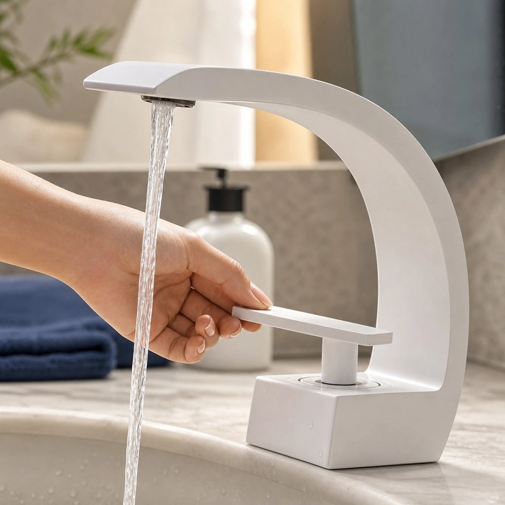 Robinet mitigeur salle de bain design courbé