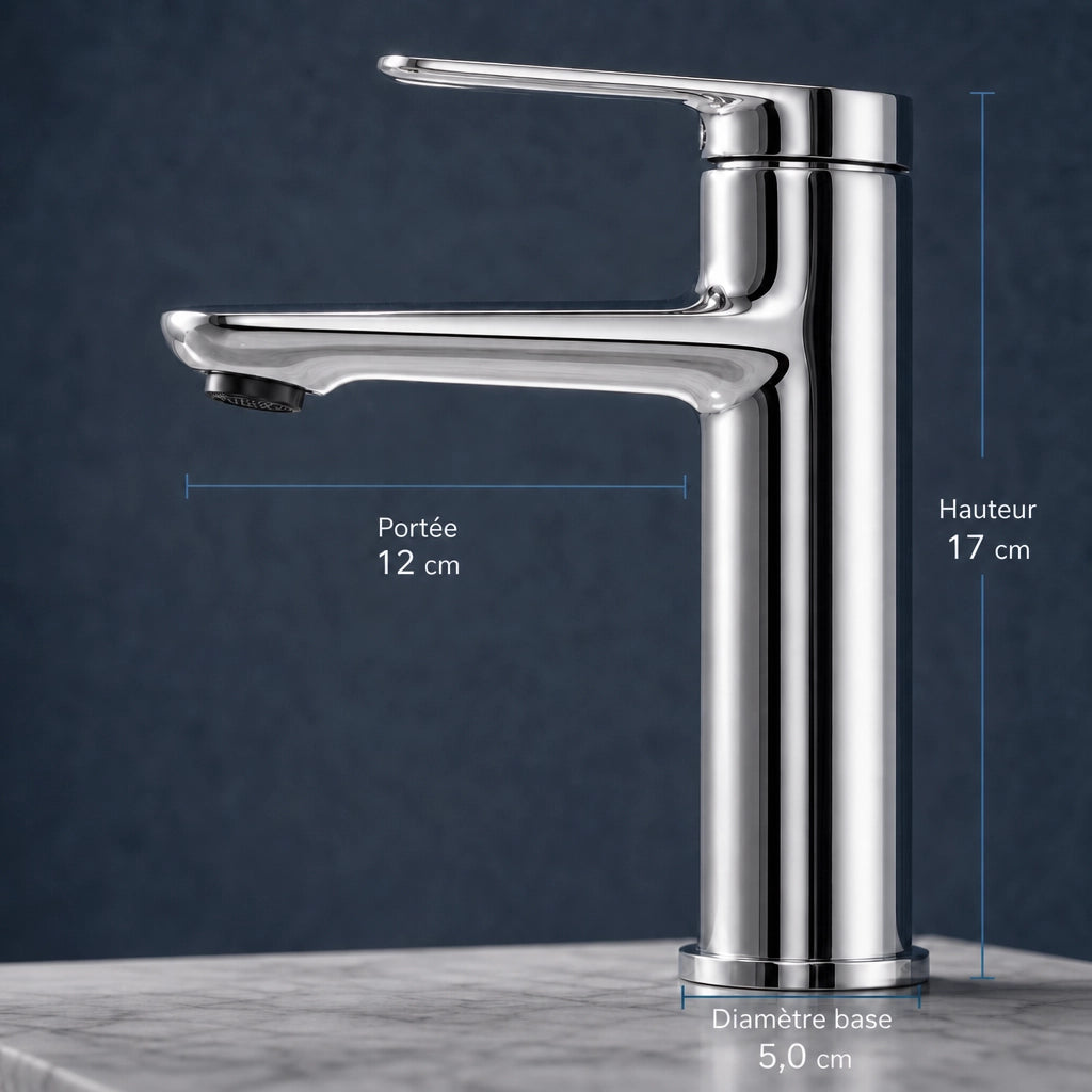 Robinet mitigeur lavabo monotrou en laiton