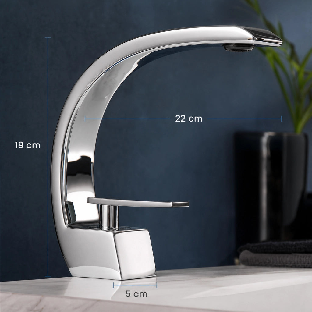 Robinet mitigeur salle de bain design courbé