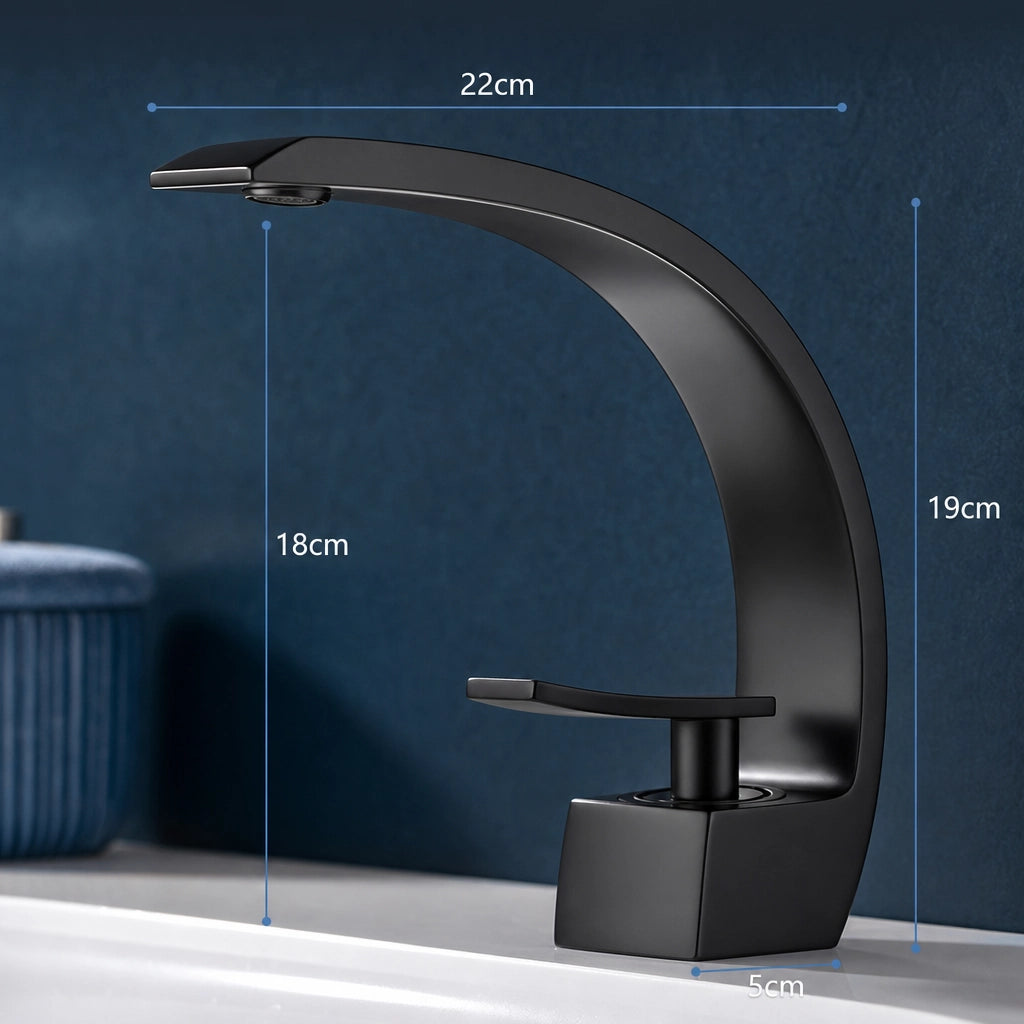 Robinet mitigeur salle de bain design courbé