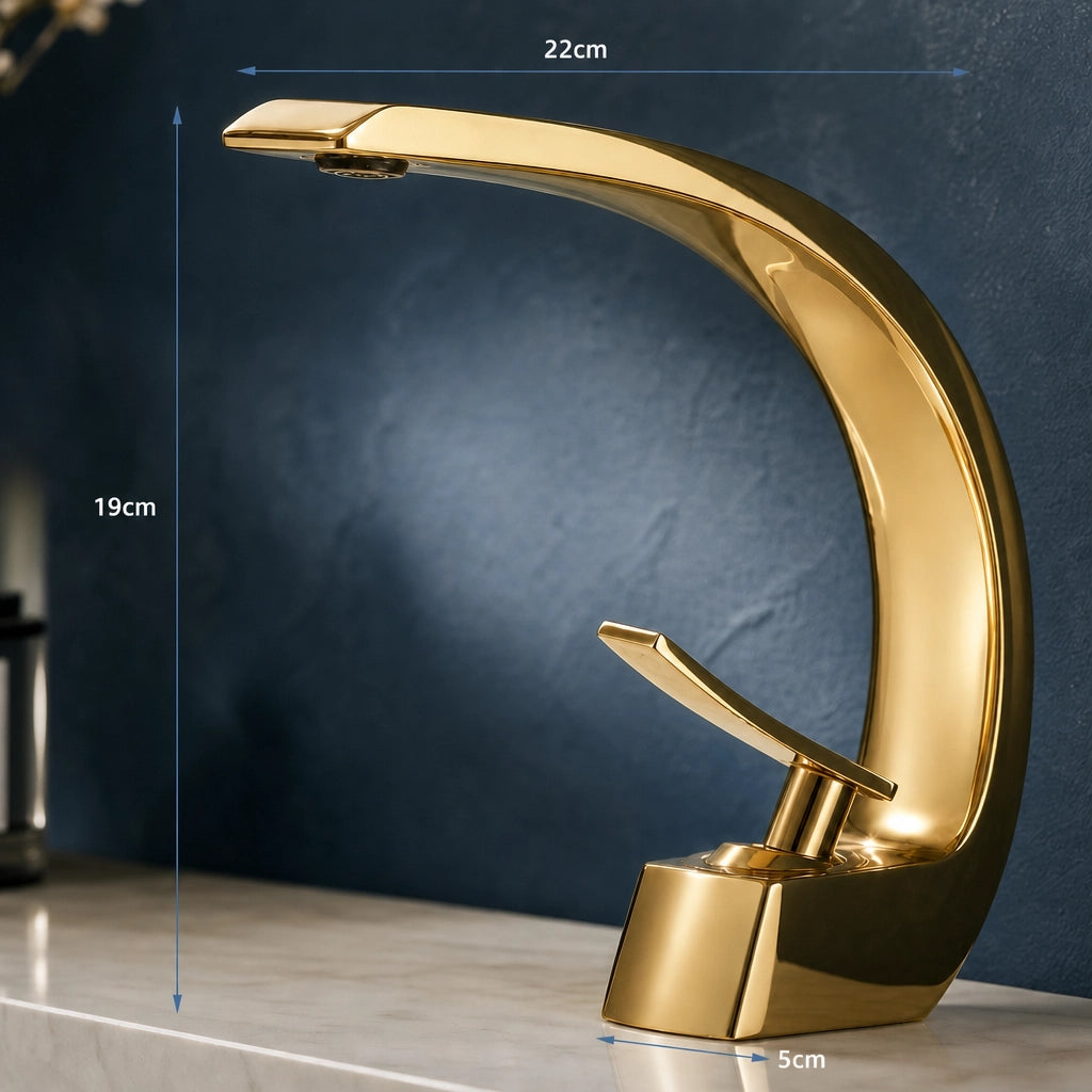 Robinet mitigeur salle de bain design courbé